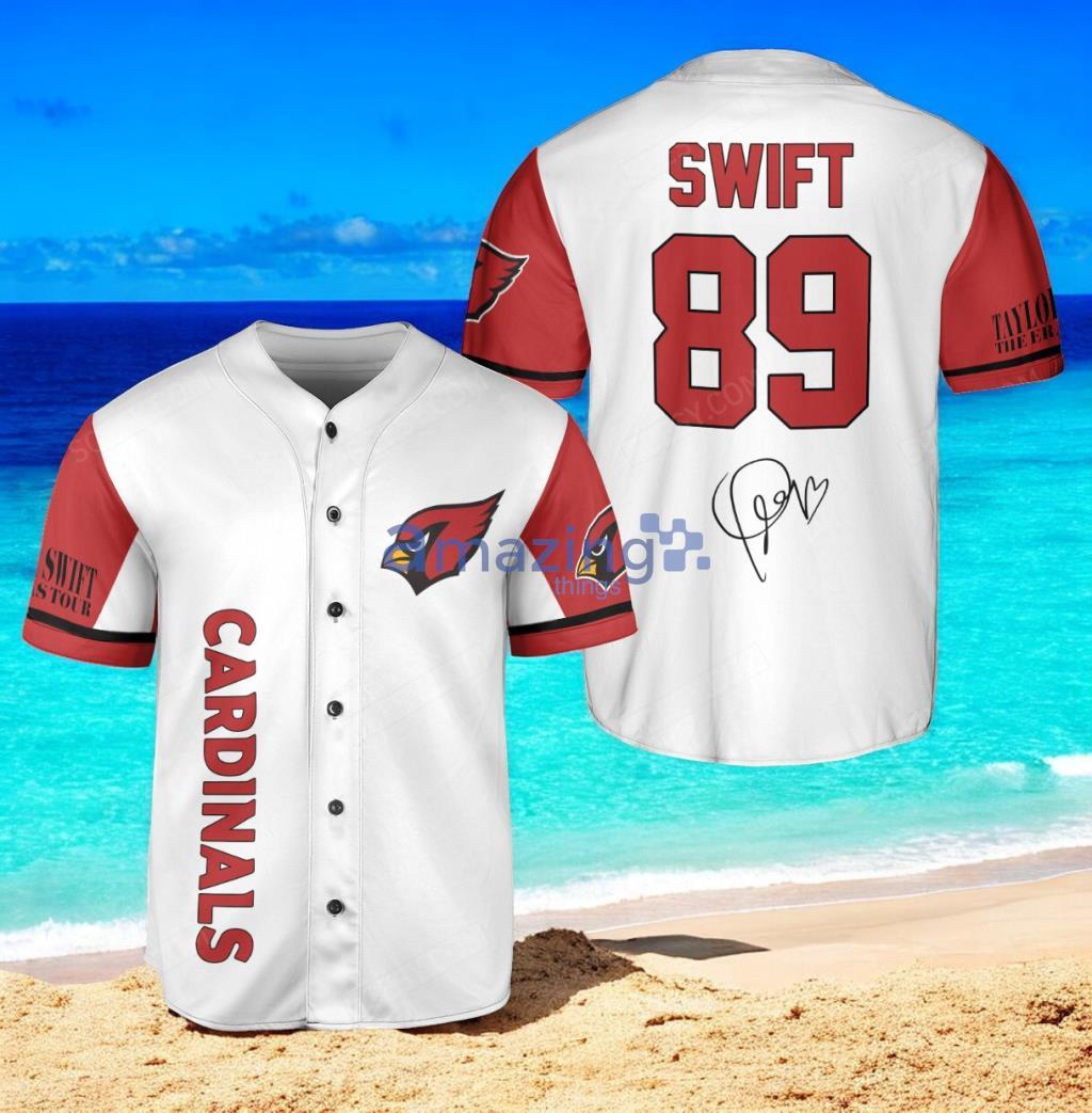 Arizona Cardinals Taylor Swift Baseball Jersey Shirt White Number #89 Vintage style image Arizona Cardinals Taylor Swift Baseball Jersey Shirt White Number #89 Vintage style Product Photo 1