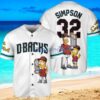 Arizona Diamondbacks x The Simpsons Bart Simpson, Homer Simpson, Lisa Simpson with Trophy Custom Baseball Jersey Shirt White