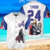 Atlanta Braves x Thor Marvel with Trophy Custom Baseball Jersey Shirt White new trend
