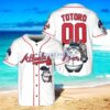Atlanta Braves x Totoro Studio Ghibli with Trophy Custom Baseball Jersey Shirt White