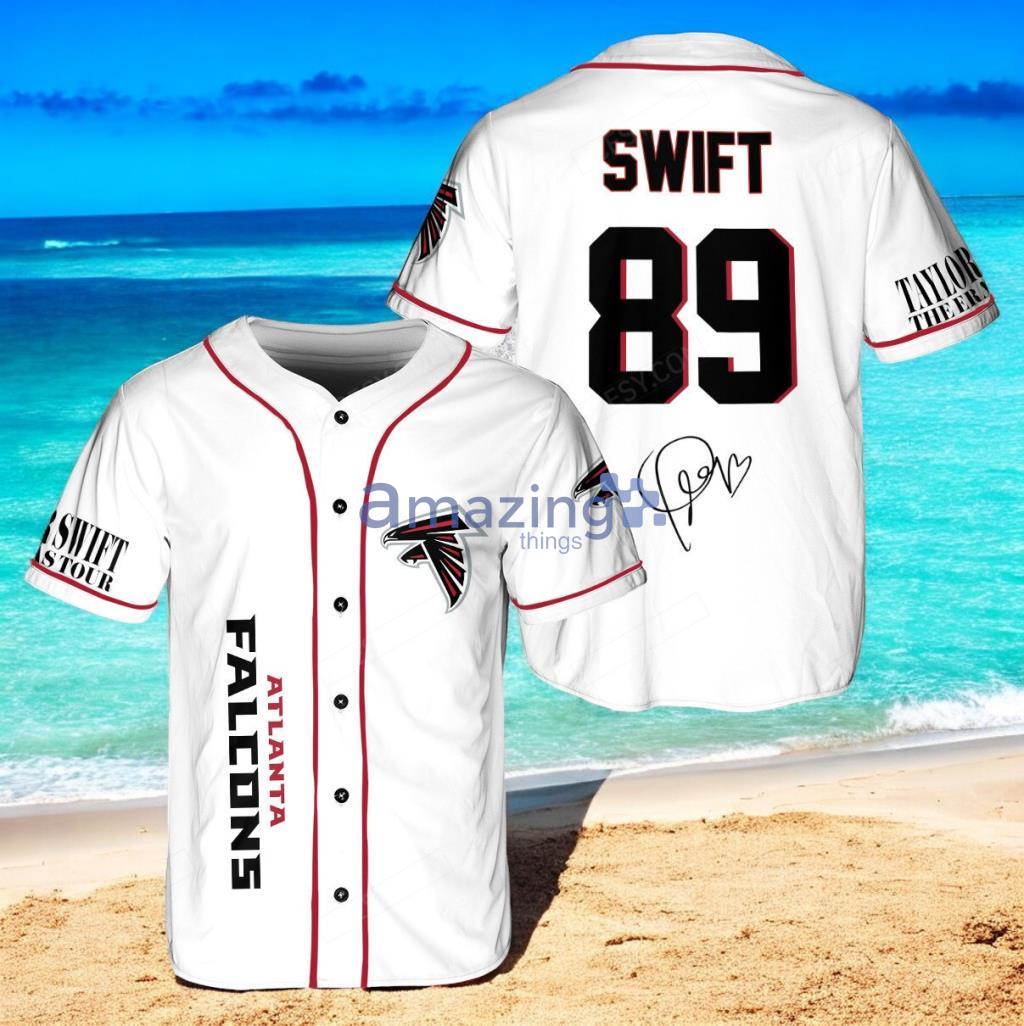 Atlanta Falcons Taylor Swift Baseball Jersey Shirt White Number #89 Vintage style image Atlanta Falcons Taylor Swift Baseball Jersey Shirt White Number #89 Vintage style Product Photo 1