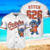 Baltimore Orioles Lilo And Stitch Baseball Jersey Shirt White Vintage style