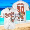 Baltimore Orioles Peanut Snoopy Baseball Jersey Shirt White Vintage style