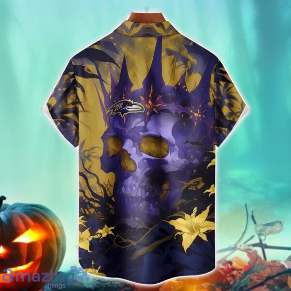 Baltimore Ravens NFL Skull Halloween Hawaiian Shirt Special Gift For Fans Product Photo 2