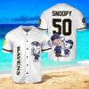 Baltimore Ravens Peanut Snoopy Champion Baseball Jersey Shirt White Vintage style