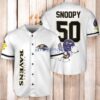 Baltimore Ravens Snoopy Baseball Jersey Shirt White