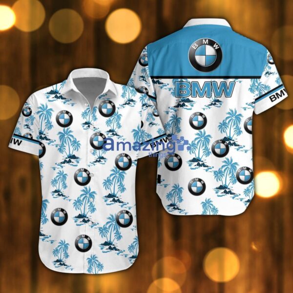 BMW Beach Shirt Logo Printed White Hawaiian Shirt For Men And Women Product Photo 1