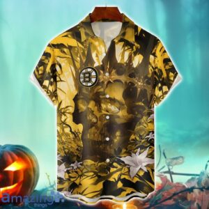 Boston Bruins NHL Halloween Skull 3DHawaiian Shirt Halloween Gift For Men Women Product Photo 1