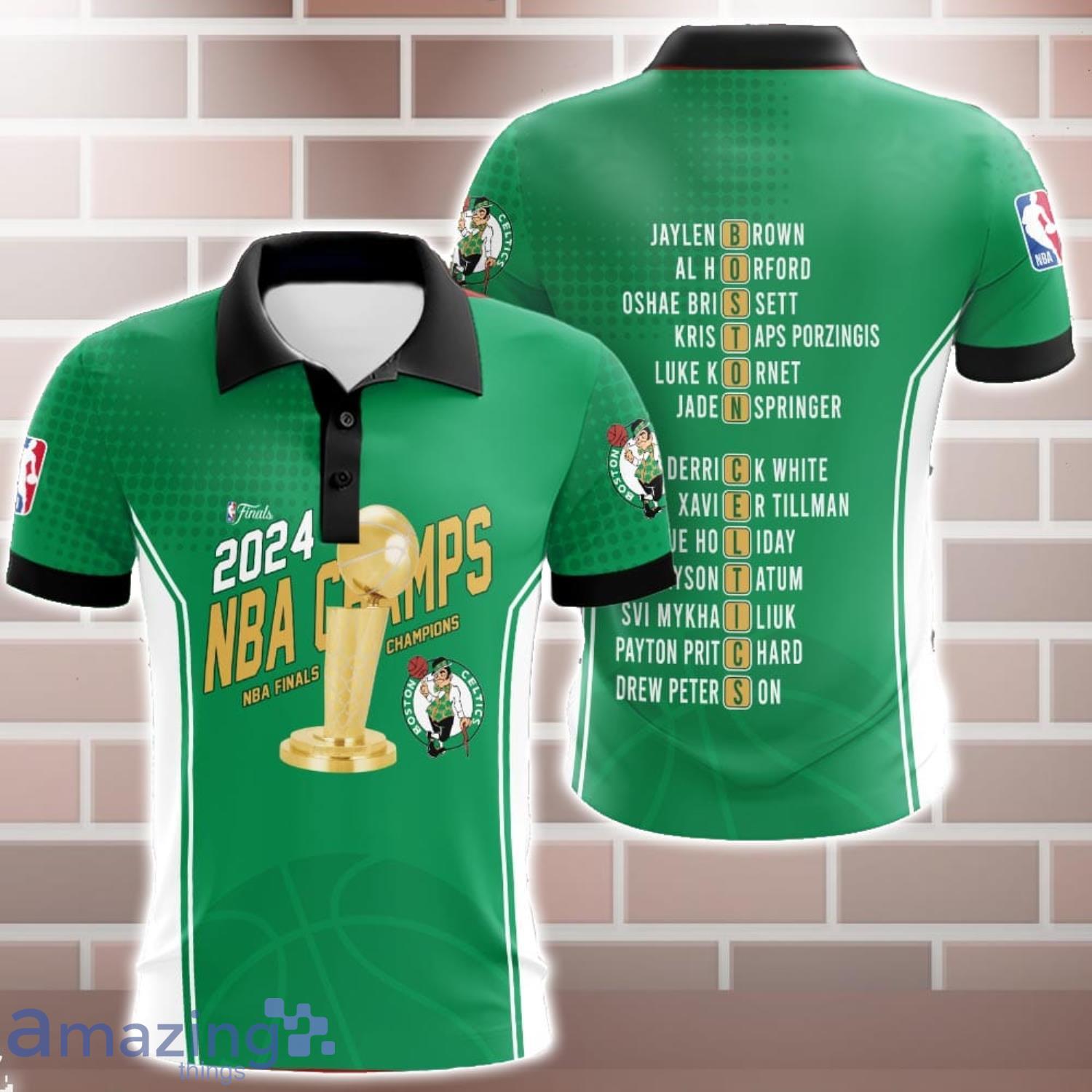 Boston Celtics Champions 3D Polo Shirt image Boston Celtics Champions 3D Polo Shirt Product Photo 1