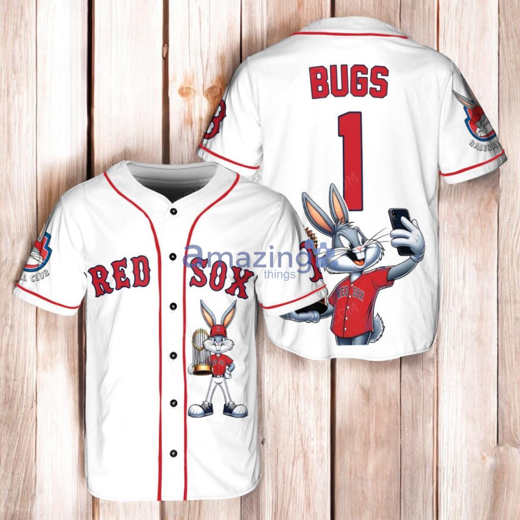 Boston Red Sox Bugs Bunny Baseball Jersey Shirt White image Boston Red Sox Bugs Bunny Baseball Jersey Shirt White Product Photo 1
