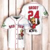 Boston Red Sox x Baby Groot Marvel Guardians Of The Galaxy with Trophy Baseball Jersey Shirt White