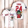 Boston Red Sox x Baby Yoda Star Wars The Mandalorian with Trophy Baseball Jersey Shirt White
