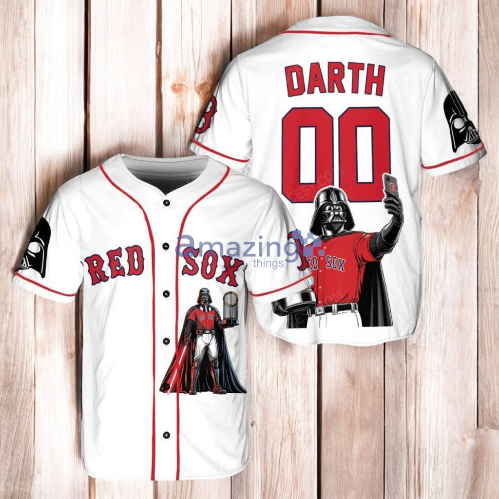 Boston Red Sox x Darth Vader Star Wars with Trophy Baseball Jersey Shirt White image Boston Red Sox x Darth Vader Star Wars with Trophy Baseball Jersey Shirt White Product Photo 1