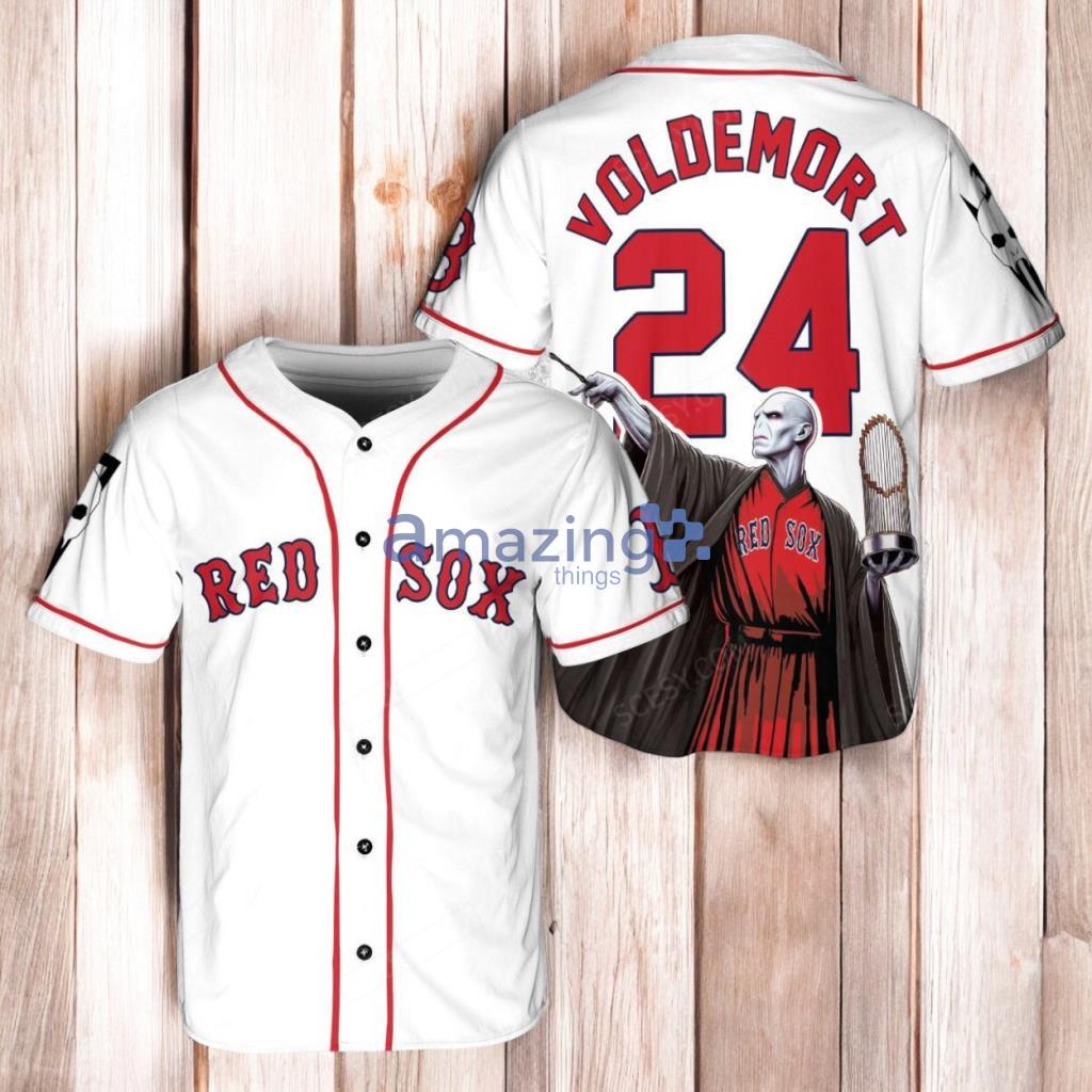 Boston Red Sox x Lord Voldemort Harry Potter with Trophy Baseball Jersey Shirt White image Boston Red Sox x Lord Voldemort Harry Potter with Trophy Baseball Jersey Shirt White Product Photo 1