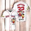 Boston Red Sox x The Simpsons Bart Simpson, Homer Simpson, Lisa Simpson with Trophy Baseball Jersey Shirt White