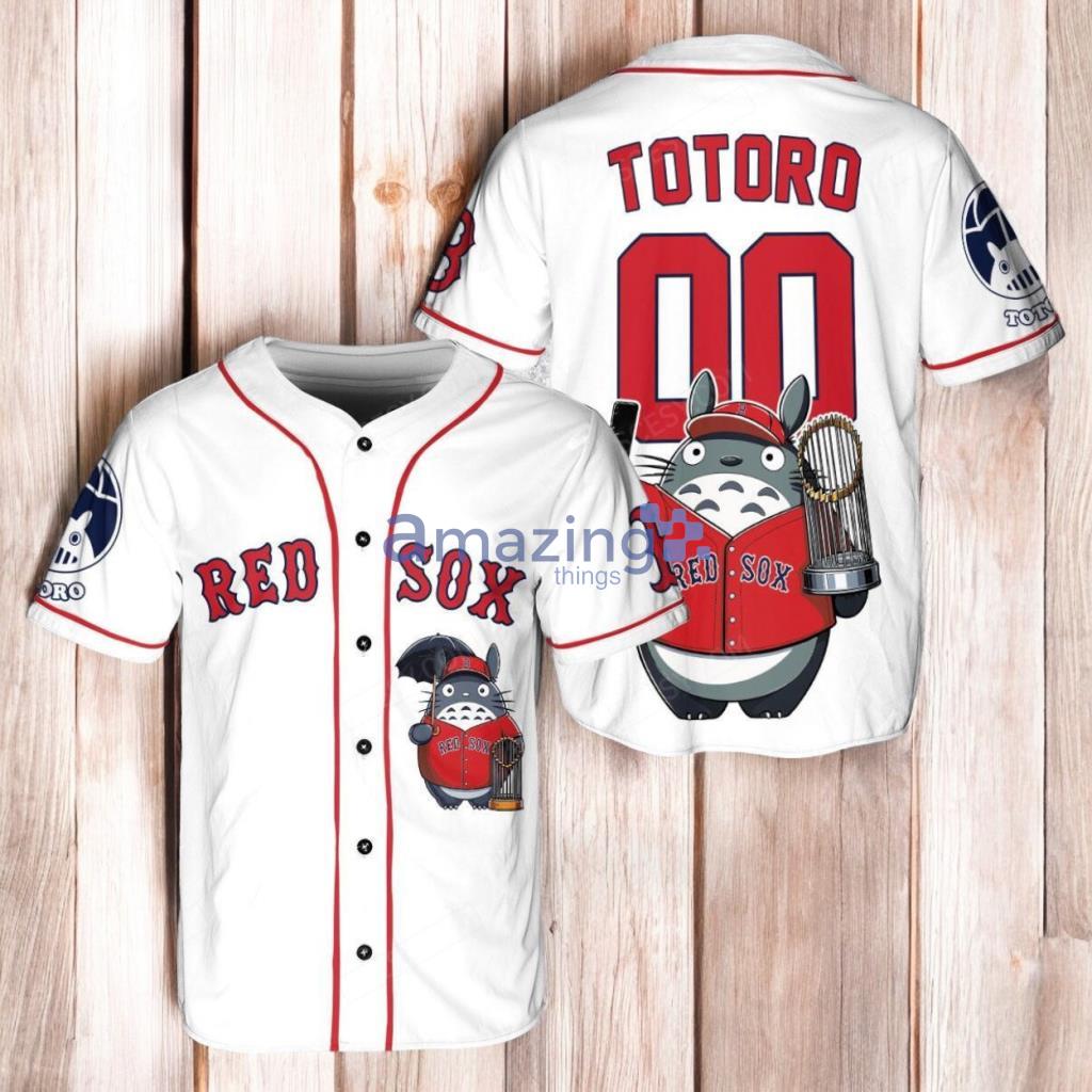 Boston Red Sox x Totoro Studio Ghibli with Trophy Baseball Jersey Shirt White image Boston Red Sox x Totoro Studio Ghibli with Trophy Baseball Jersey Shirt White Product Photo 1