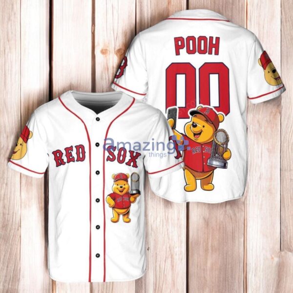 Boston Red Sox x Winnie the Pooh with Trophy Baseball Jersey Shirt White Product Photo 1