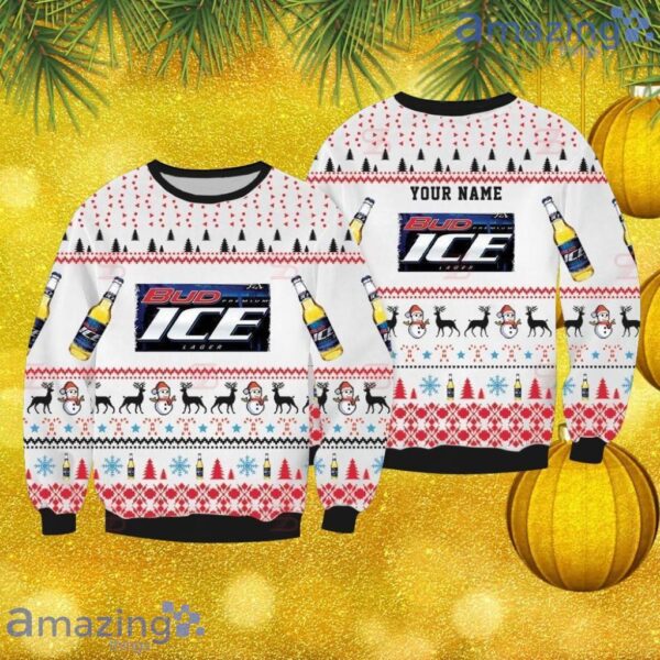 Bud Ice Custom Name Knitting Ugly Sweater 3D Gift Christmas Product Photo 1