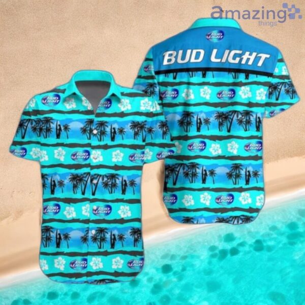 Bud Light Hawaiian Shirt Turquoise Tropical Beach Beer Bud Light Aloha Shirt For Men Women Product Photo 1