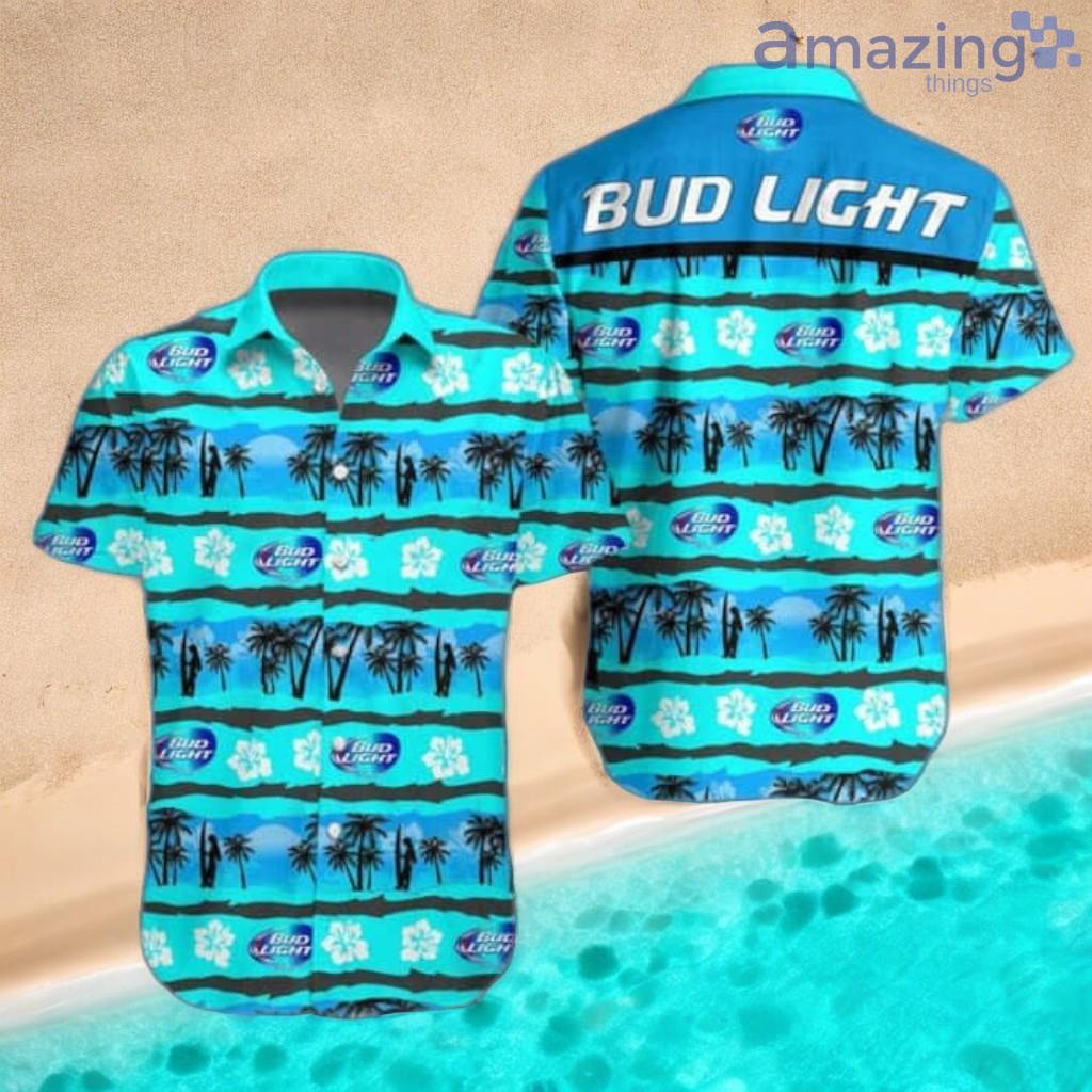 Bud Light Hawaiian Shirt Turquoise Tropical Beach Beer Bud Light Aloha Shirt For Men Women image Bud Light Hawaiian Shirt Turquoise Tropical Beach Beer Bud Light Aloha Shirt For Men Women Product Photo 1