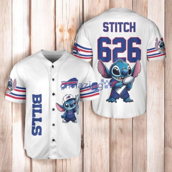 Buffalo Bills Lilo & Stitch Champions Baseball Jersey Shirt White Product Photo 1