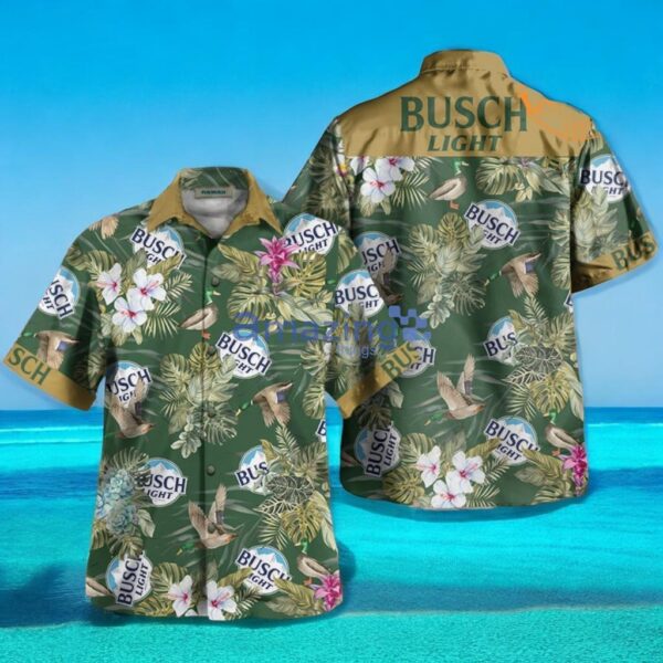 Busch Beer Duck Hunting Hawaiian Shirt, Green Design Busch Beer Tropical Forest Duck Fly Summer Hawaiian Shirt Product Photo 1