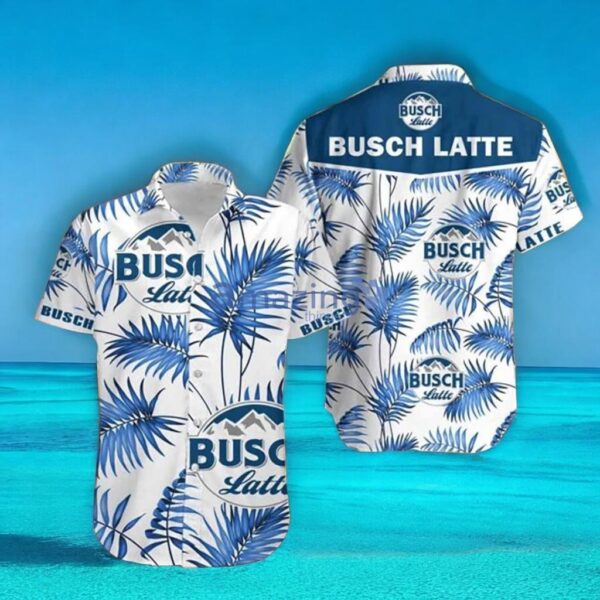 Busch Latte Summer Hawaiian Shirt Blue Leaf, Busch Latte Beer Aloha Shirt For Men Women, Summer Holiday Gift Idea Product Photo 1