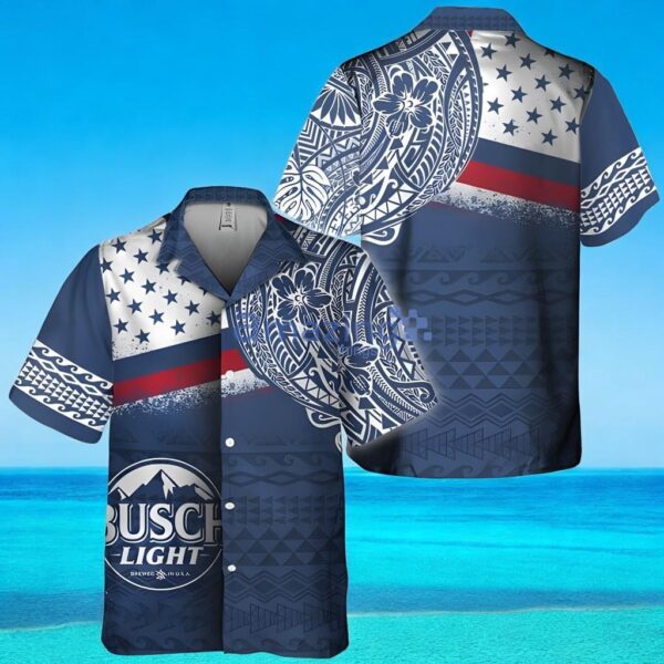 Busch Light Beer Hawaiian Shirt Polynesian Pattern, Summer Holiday Gift Idea, Busch Light Beer Aloha Shirt For Men Women Product Photo 1