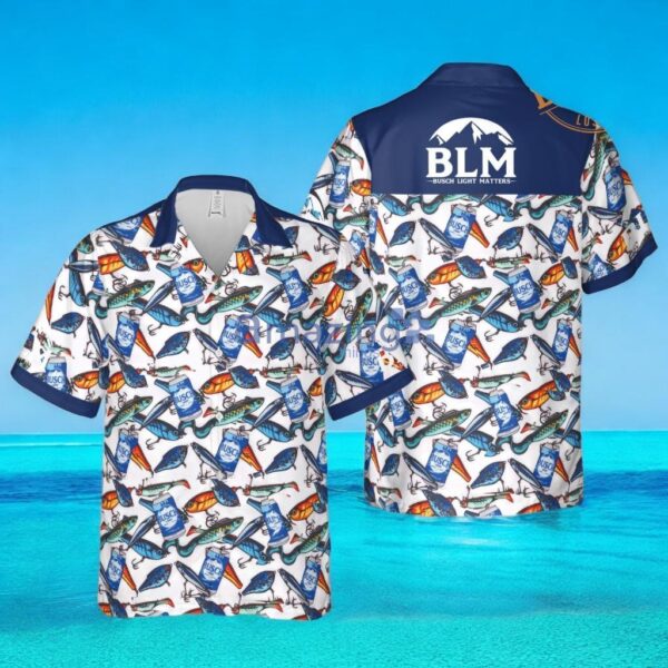 Busch Light Fishing Lure Camp Hawaiian Shirt, Busch Light Beer Button Shirt Product Photo 1