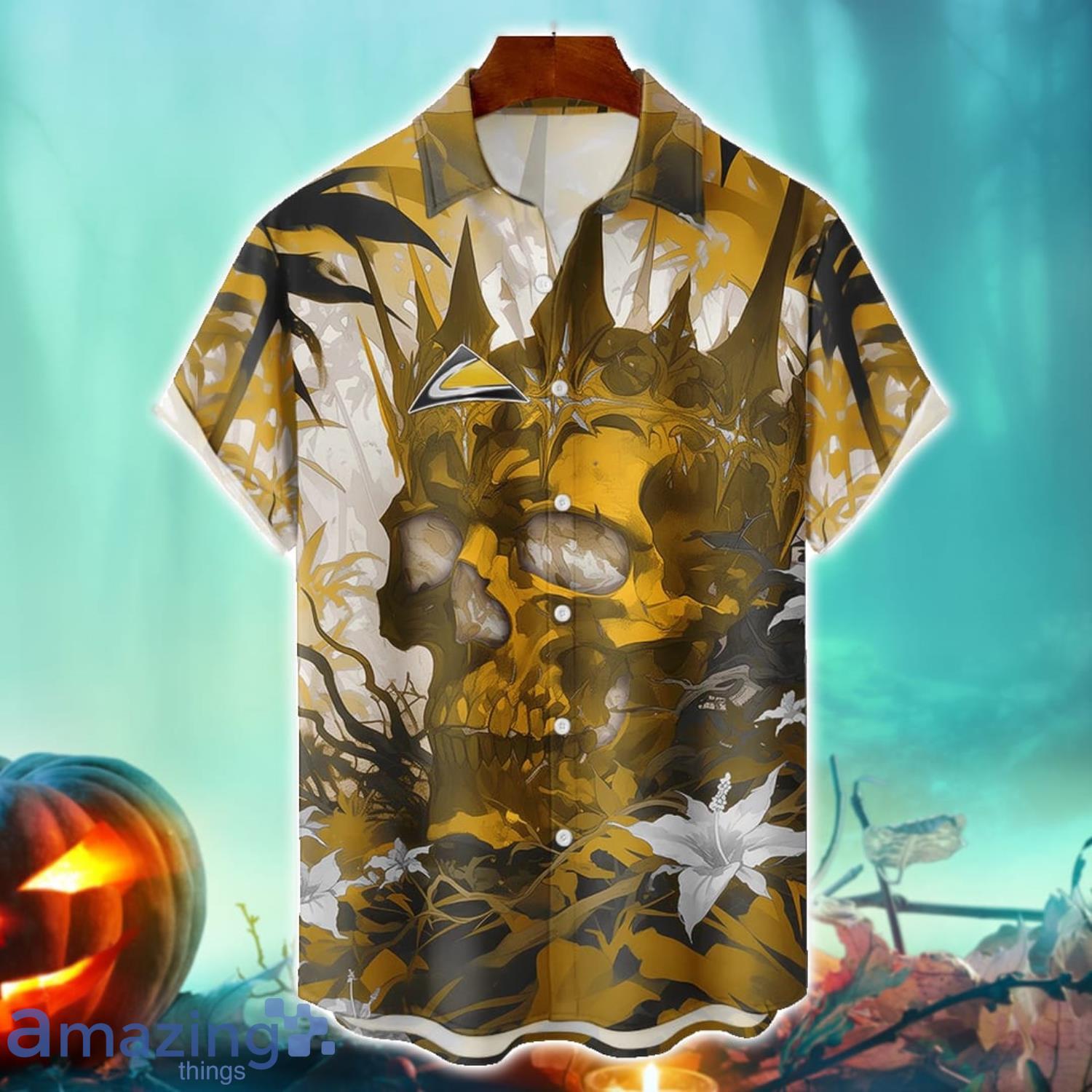 Challenger Royal Skull Halloween Hawaiian Shirt For Fans image Challenger Royal Skull Halloween Hawaiian Shirt For Fans Product Photo 1