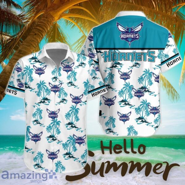 Charlotte Hornets White Hawaiian Shirt All Printed Logo Team Shirt Product Photo 1