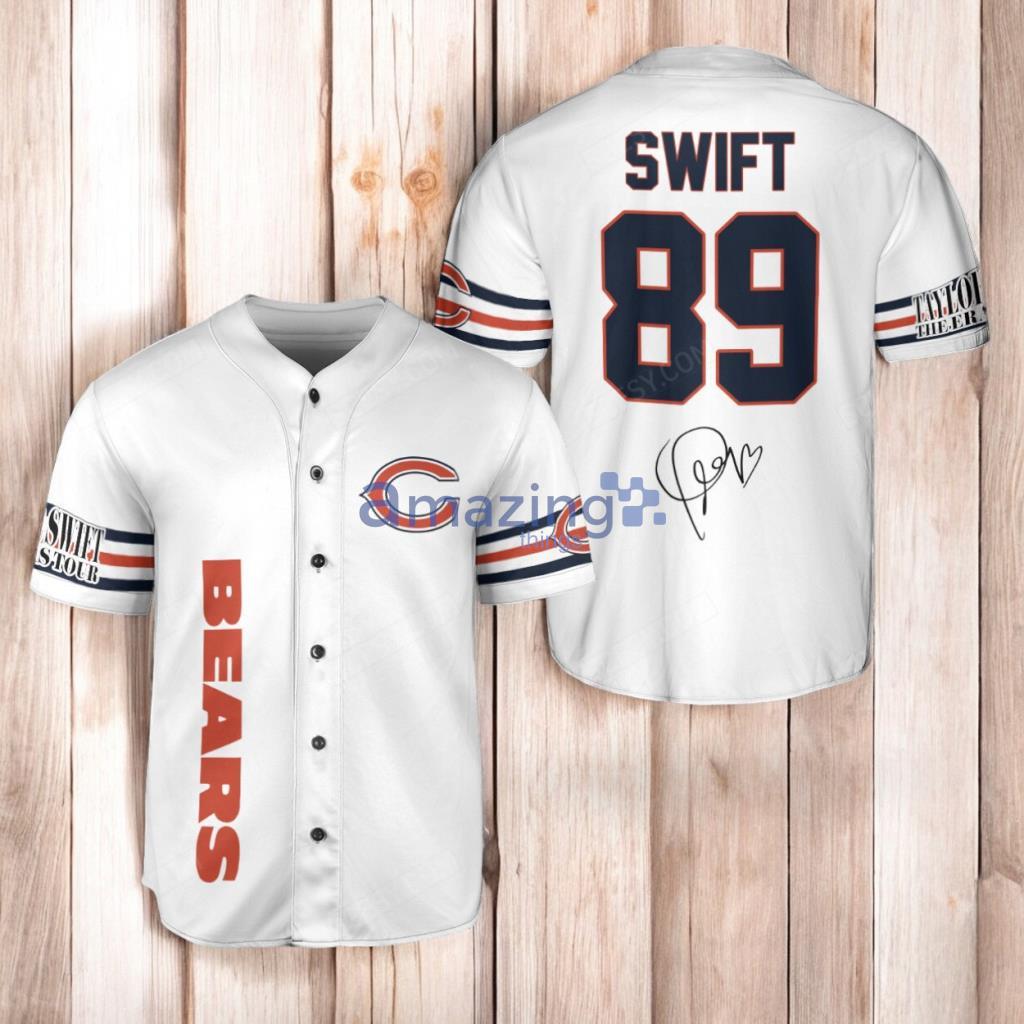 Chicago Bears Taylor Swift Baseball Jersey Shirt White Number #89 image Chicago Bears Taylor Swift Baseball Jersey Shirt White Number #89 Product Photo 1