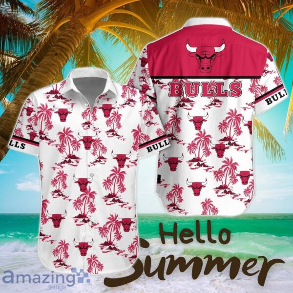 Chicago Bulls White Hawaiian Shirt All Printed Logo Team Shirt Product Photo 1