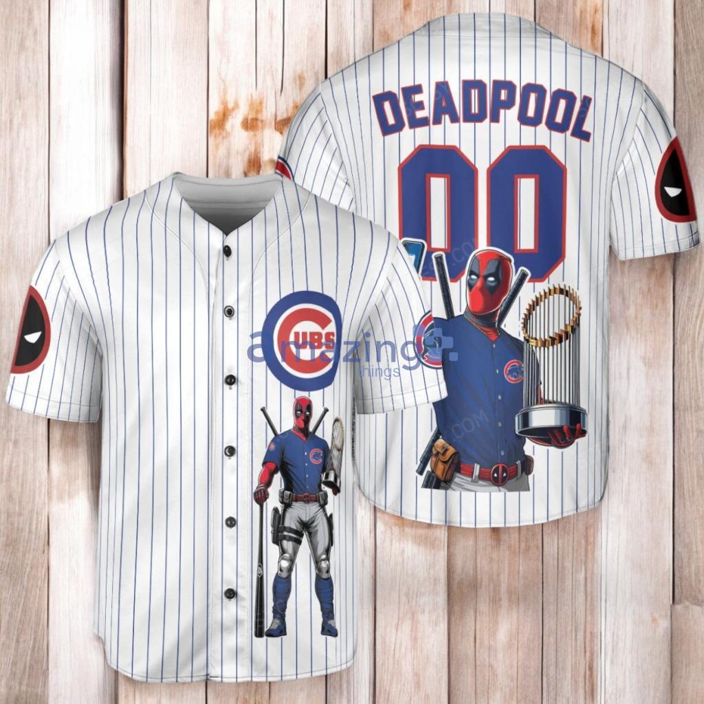 Chicago Cubs Deadpool Baseball Jersey Shirt White image Chicago Cubs Deadpool Baseball Jersey Shirt White Product Photo 1