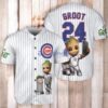 Chicago Cubs x Baby Groot Marvel Guardians Of The Galaxy with Trophy Baseball Jersey Shirt White
