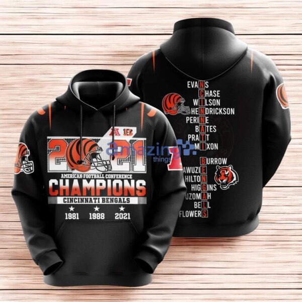 Cincinnati Bengals American Football Conference Champions All Over Print 3D Black Product Photo 1