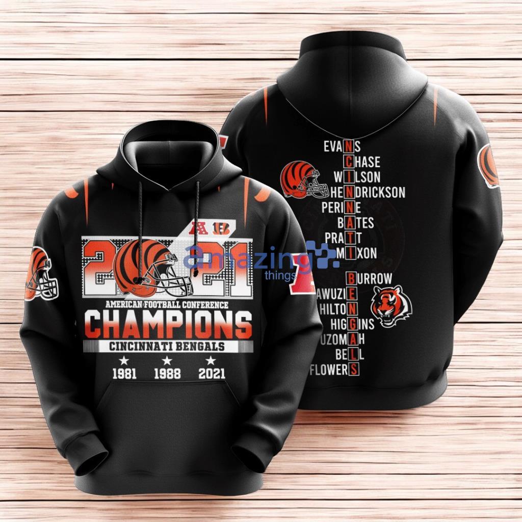 Cincinnati Bengals American Football Conference Champions All Over Print 3D Black image Cincinnati Bengals American Football Conference Champions All Over Print 3D Black Product Photo 1