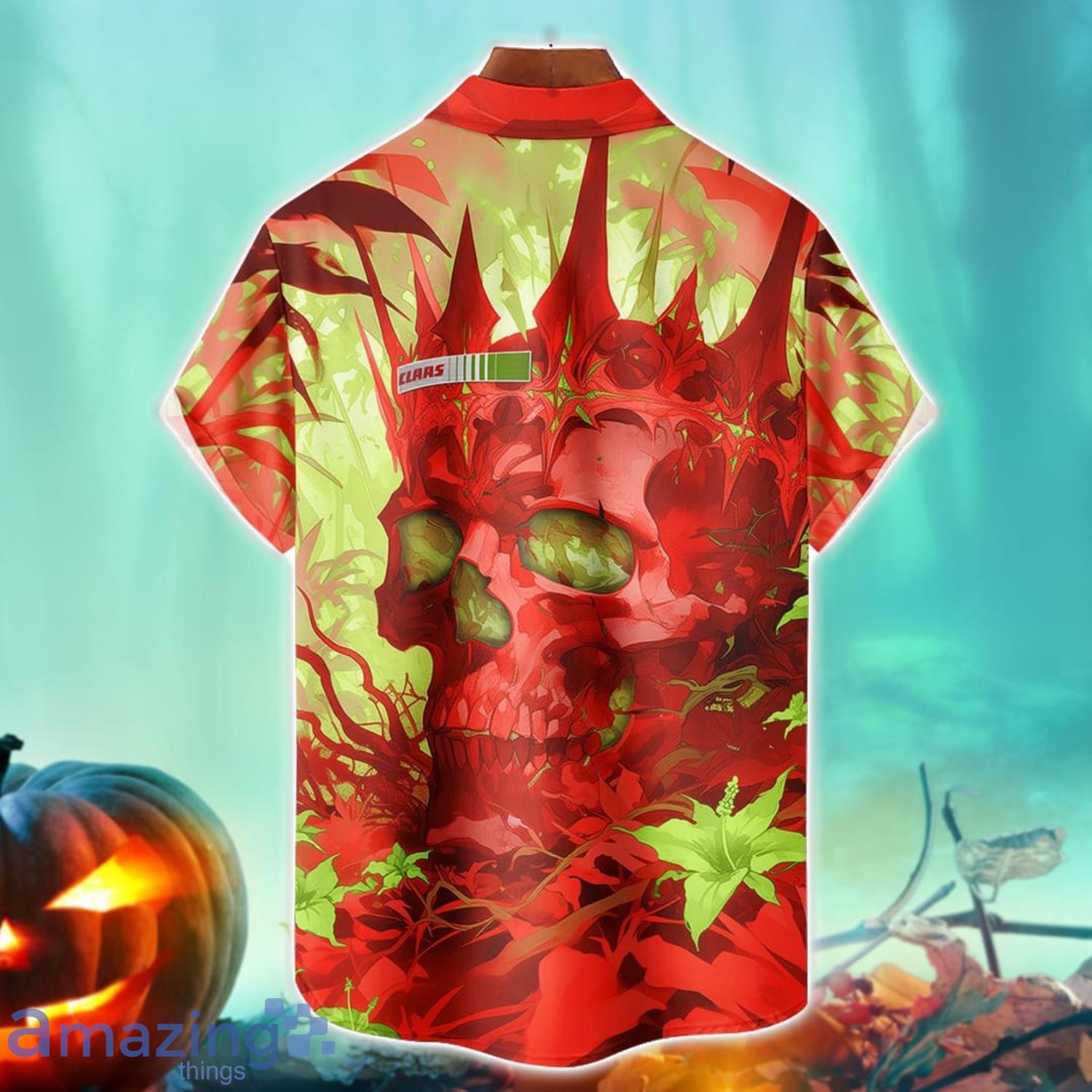 Claas Royal Skull Halloween Hawaiian Shirt For Fans image Claas Royal Skull Halloween Hawaiian Shirt For Fans Product Photo 2