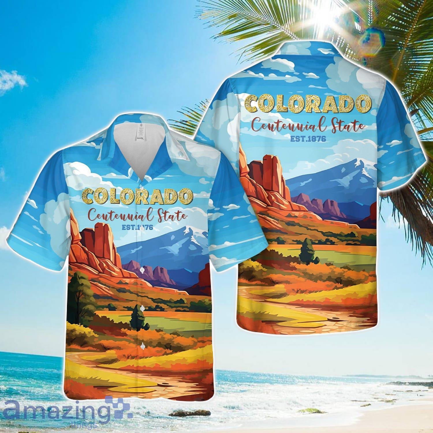 Colorado Centennial State AOP Hawaiian Shirt Summer Vacation Gift image Colorado Centennial State AOP Hawaiian Shirt Summer Vacation Gift Product Photo 1