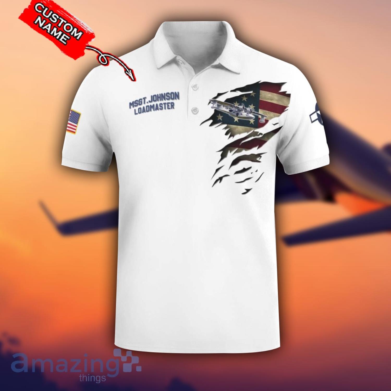 Consolidated PBY Catalina 3D Aircraft Flag White Polo Shirt For Men And Women Custom Name image Consolidated PBY Catalina 3D Aircraft Flag White Polo Shirt For Men And Women Custom Name Product Photo 2