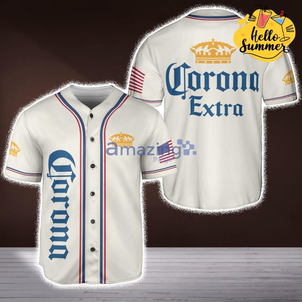 Corona Beer King Of Beer Corona Logo Design Baseball Jersey Shirt image Corona Beer King Of Beer Corona Logo Design Baseball Jersey Shirt Product Photo 1