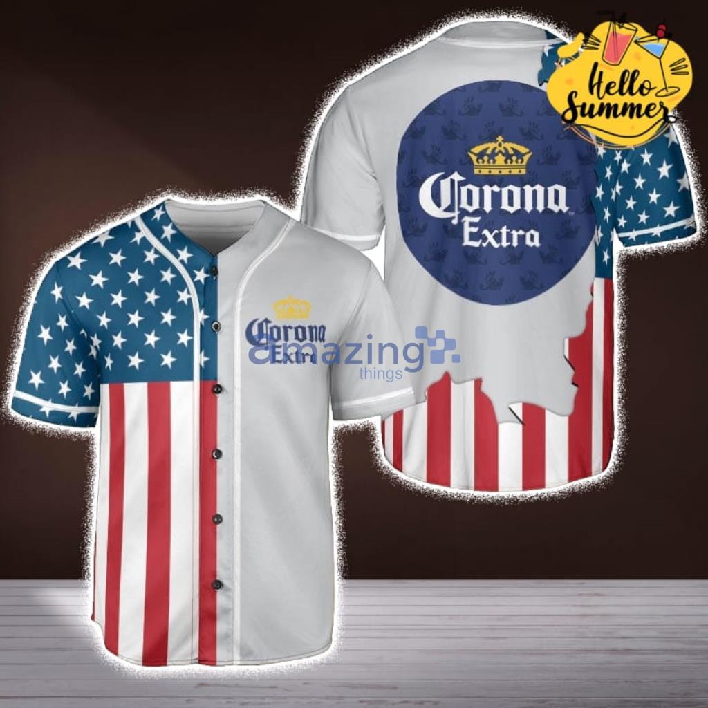 Corona Extra Beer American King Corona Beer Baseball Jersey Shirt image Corona Extra Beer American King Corona Beer Baseball Jersey Shirt Product Photo 1