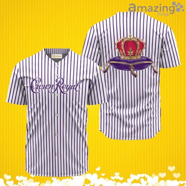 Crown Royal Purple And White Striped Baseball Jersey Shirt New Fashion Product Photo 1