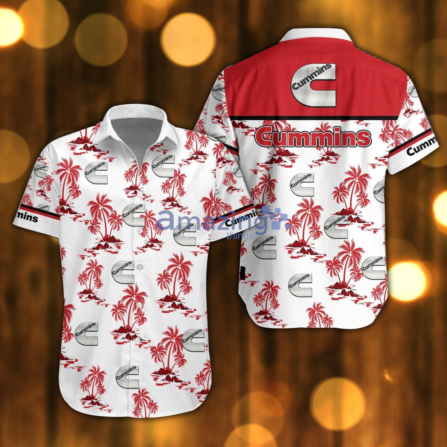 Cummins Beach Shirt Logo Printed White Hawaiian Shirt For Men And Women image Cummins Beach Shirt Logo Printed White Hawaiian Shirt For Men And Women Product Photo 1