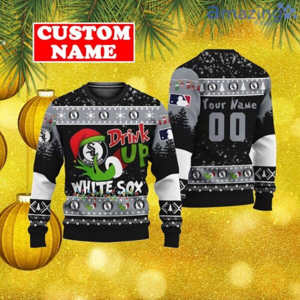 Custom MLB Chicago White Sox Ugly Christmas Sweater Grinch Drink Up Gift For Men And Women Product Photo 1