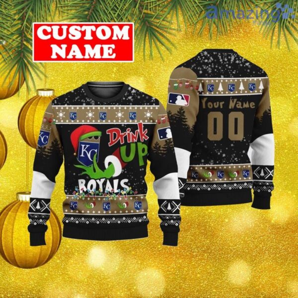 Custom MLB Kansas City Royals Ugly Christmas Sweater Grinch Drink Up Gift For Men And Women Product Photo 1