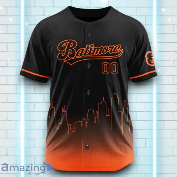 Custom Name Baltimore Orioles Black Orange Pattern Baseball Jersey For Sport Fans Product Photo 2