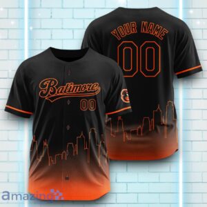 Custom Name Baltimore Orioles Black Orange Pattern Baseball Jersey For Sport Fans Product Photo 1