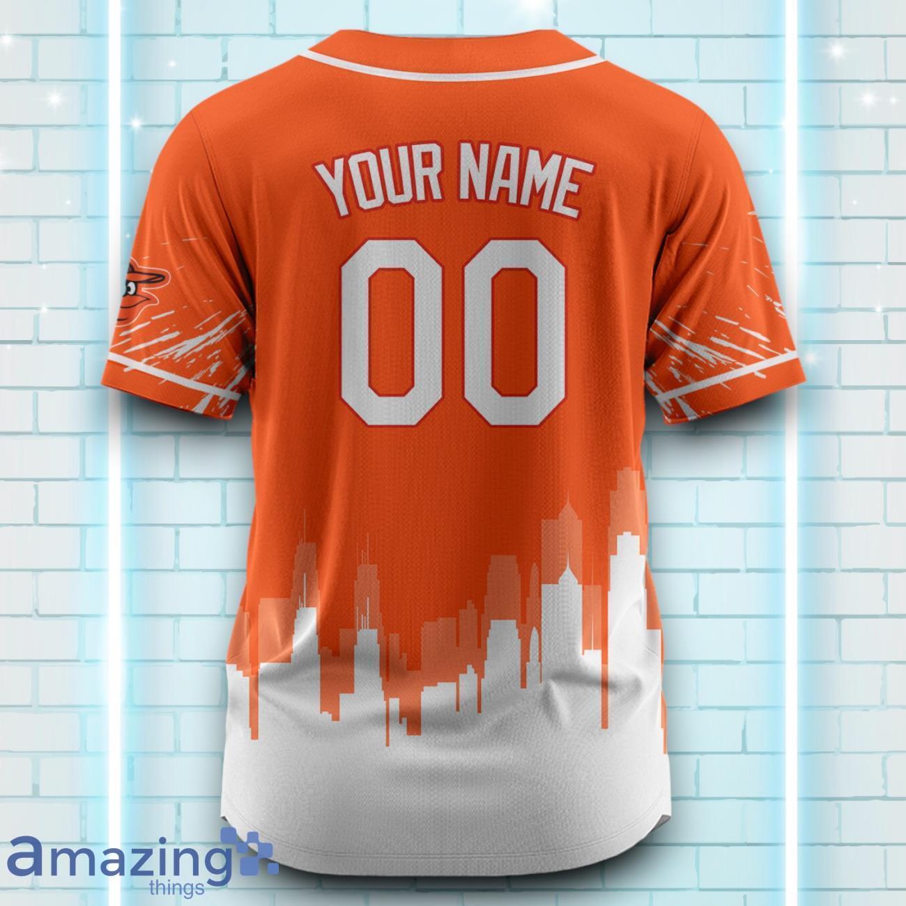Custom Name Baltimore Orioles Orange White Pattern Baseball Jersey For Sport Fans image Custom Name Baltimore Orioles Orange White Pattern Baseball Jersey For Sport Fans Product Photo 3