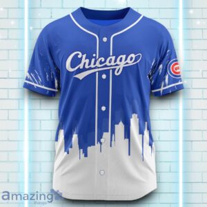 Custom Name Chicago Cubs Blue White Pattern Baseball Jersey For Sport Fans Product Photo 2